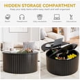 thumbnail image 6 of Fluted Lift Top Coffee Table with Storage, 31.5'' Farmhouse Round Coffee Tables for Living Room, Modern Wood Center Tables with Hidden Compartment for Home, Office (Black), 6 of 8