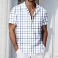 thumbnail image 2 of IWRICH Mens Plaid Button down Plus Size Shirts Short Sleeve Casual Summer Shirt Dress Shirts with Pocket 12-White XL, 2 of 6