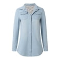 thumbnail image 1 of 2024 Fashion Denim Jacket For Women Long Sleeve Button Down Western Shacket With Pockets Stylish Fall Outerwear, 1 of 5