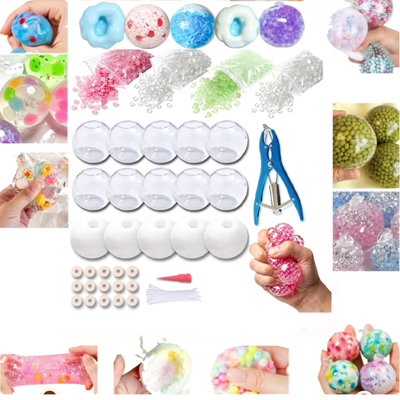 15pcs DIY Stress Ball Kit – Blank Skins with Air Pump & Expander Tool for Making Pressure Balls, Make Your Own Fidget Pressure Balls for Adults, Adult Creative Stress Relief Gift