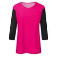 thumbnail image 4 of Basic T Shirts for Women Women's Fashion Casual Loose Regular 3/4 Sleeve Colored Round Neck Top, 4 of 5
