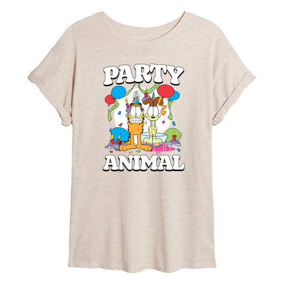 Garfield - Party Animal - Juniors Ideal Flowy Muscle T-Shirt