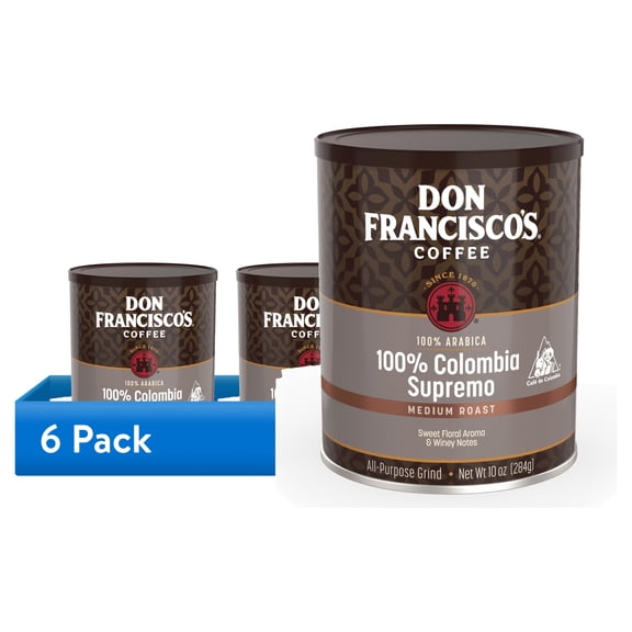 (6 pack) Don Francisco's Colombia Supremo Medium Roast Ground Coffee - 10 oz Can
