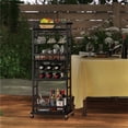 thumbnail image 3 of Carrito de Bar MILEFA de 4 Niveles con Ruedas, Metal Negro y Tablero, 3 of 8