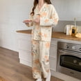 thumbnail image 2 of Pijama de mujer de punto de algodón de primavera y otoño de manga larga fina de talla grande con cuello kimono conjunto de ropa de casa, 2 of 5
