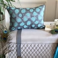 thumbnail image 2 of The HomeCentric Decorative Teal Blue 12"x14" (30x35 cm) Lumbar Pillow Cover, Jacquard Peacock, Hand Embroidery, Beaded Oblong Pillow, Abstract Pattern Modern Style - Shyam, 2 of 13