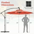 thumbnail image 3 of Gymax 10Ft Offset Hanging Umbrella Patio Outdoor w/ 32 Solar LED Lights Orange, 3 of 10