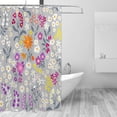 thumbnail image 4 of FREEAMG Spring Flowers, Grey Shower Curtain with 12 Hooks Polyester Fabric Waterproof Bath Curtain, 60x72 inch, 4 of 4