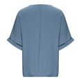 thumbnail image 6 of Womens Dressy Summer Tops V Neck Short Sleeve Cooling Lightweght Rayon Shirt Loose Solid Color Tunics Blouses (2XL, Blue), 6 of 7