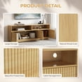 thumbnail image 3 of Ktaxon Mid-Century TV Stand with LED Light, 63" Wood Fluted Entertainment Center Storage Cabinet with 3 Doors & 2 Open Shelves, Media Console for Bedroom, Living Room, Light Walnut, 3 of 8