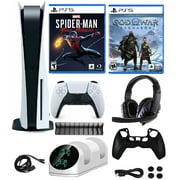 2023 Newest PlayStation_PS5 Gaming Console Disc Version Bundle with Marvel's Spider-Man: Miles Morales / God of War Ragnarök/ 10 In 1 Accessory Kit