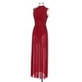 thumbnail image 6 of MSemis Women's Long Lyrical Dance Costume Modern Contemporary Dance Dress Burgundy XL, 6 of 7
