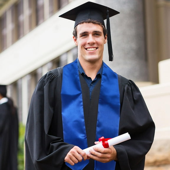 UPKOCH  Graduation Gown Shawl Royal Blue Stole Cool 77X12CM Satin Men and Women Bridesmaid