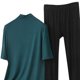 thumbnail image 2 of TaTaai Womens high neck pajama set, 3/4 sleeves, solid color modal, casual trendy, breathable skin-friendly, comfortable fit, great for spring & autumn bedtime & relaxation Gift, 2 of 5