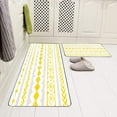thumbnail image 5 of Geometric Yellow Gray and White Colors Kitchen Rugs and Mats Bohemian Vintage Pattern Horizontal Lines Multicolored Kitchen Mat for Floor Non Skid Washable 2 Pieces 17X48+17X24 Inches, 5 of 6