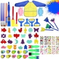 thumbnail image 1 of Kit de pinceles de pintura de esponja para niños, sellos de pincel de bricolaje para niños, kit de herramientas para educación temprana y preescolar, suministros de arte, 68 piezas Scienceny FN000730-00, 1 of 7
