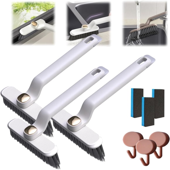 Cepillo de limpieza de 90 grados, cepillo de limpieza de grietas, cepillo de limpieza de grietas giratorio multifunción, cepillo de limpieza para pisos, baño, azulejos de cerámica y cepillos para junt