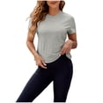 thumbnail image 2 of Aloohaidyvio Womens Slim Fit Cotton Crop Tops Short Sleeve Yoga Shirts Casual Athletic Running T Shirts, 2 of 7