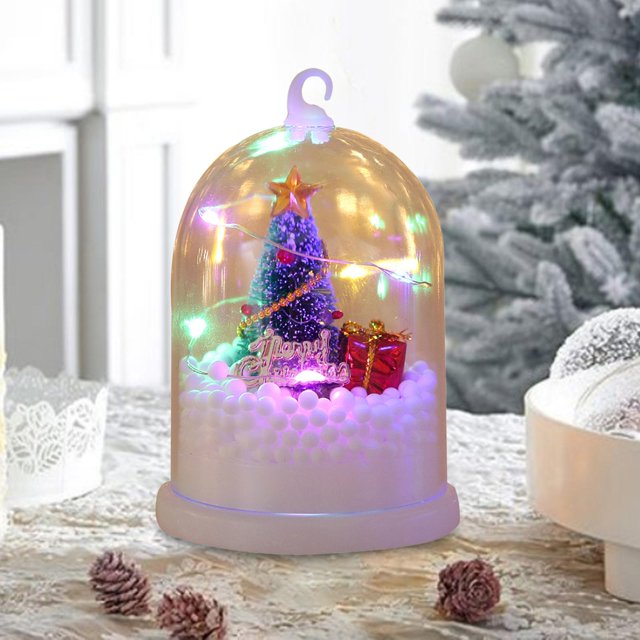 de Navidad LED en cúpula, adorno de Navidad, luz nocturna, manualidades DIY, decoraciones de mesa navideñas para mesa, decoración de escritorio, luces de colores un