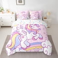 thumbnail image 2 of Homewish Kids Children Kawaii Unicorn Bedding Comforter Set 7pcs,Cartoon Animal Queen Bedding Sets Super Cozy,Cute Rainbow Queen Sheet Sets,Super Cozy Room Decor,Reversible, 2 of 8