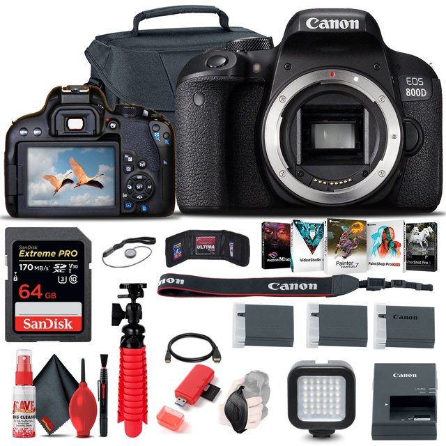 Canon EOS Rebel 800D / T7i DSLR Camera + 64GB Memory Card + Case + More