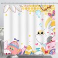 thumbnail image 1 of Whimsical Cartoon Shower Curtain with Adorable Creatures & Bubbles, 1 of 4