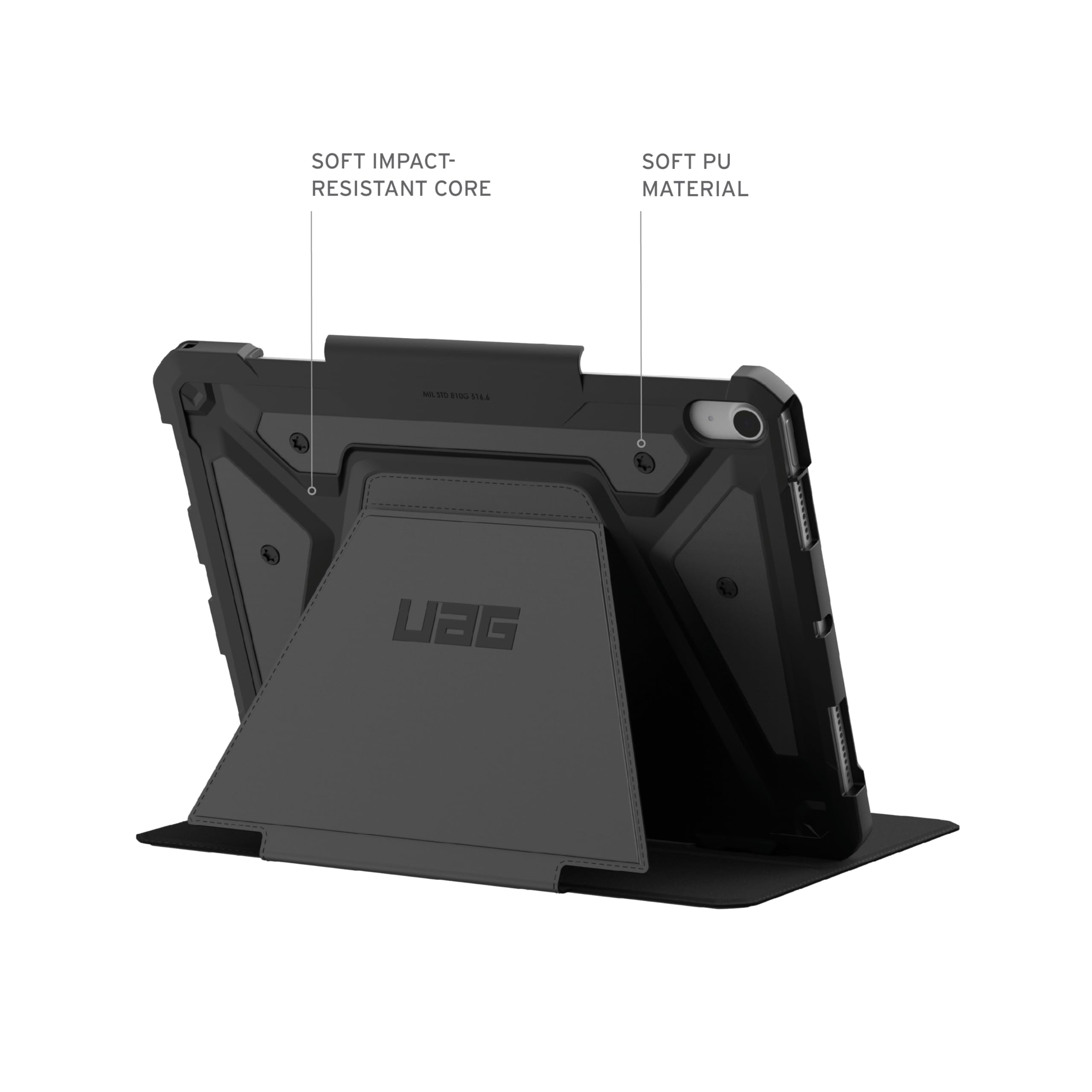 UAG iPad Air 11" Case (6th-8th Gen 2024-2026) M4/M3 - Rugged Auto Sleep/Wake Folio Cover w/Pencil Holder & Multi-Angle Adjustable Stand, Metropolis SE Black