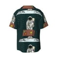 thumbnail image 2 of Disketp Men's Hawaiian Astronaut Traveler with Suitcase Print Shirts Button Down Holiday Beach Shirts-3X-Large, 2 of 7