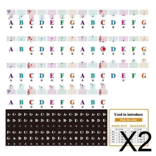 2xJuego Completo De Pegatinas Para Teclado De Piano, Nota Clave Para Niños Principiantes De 88/61/54/49 Teclas