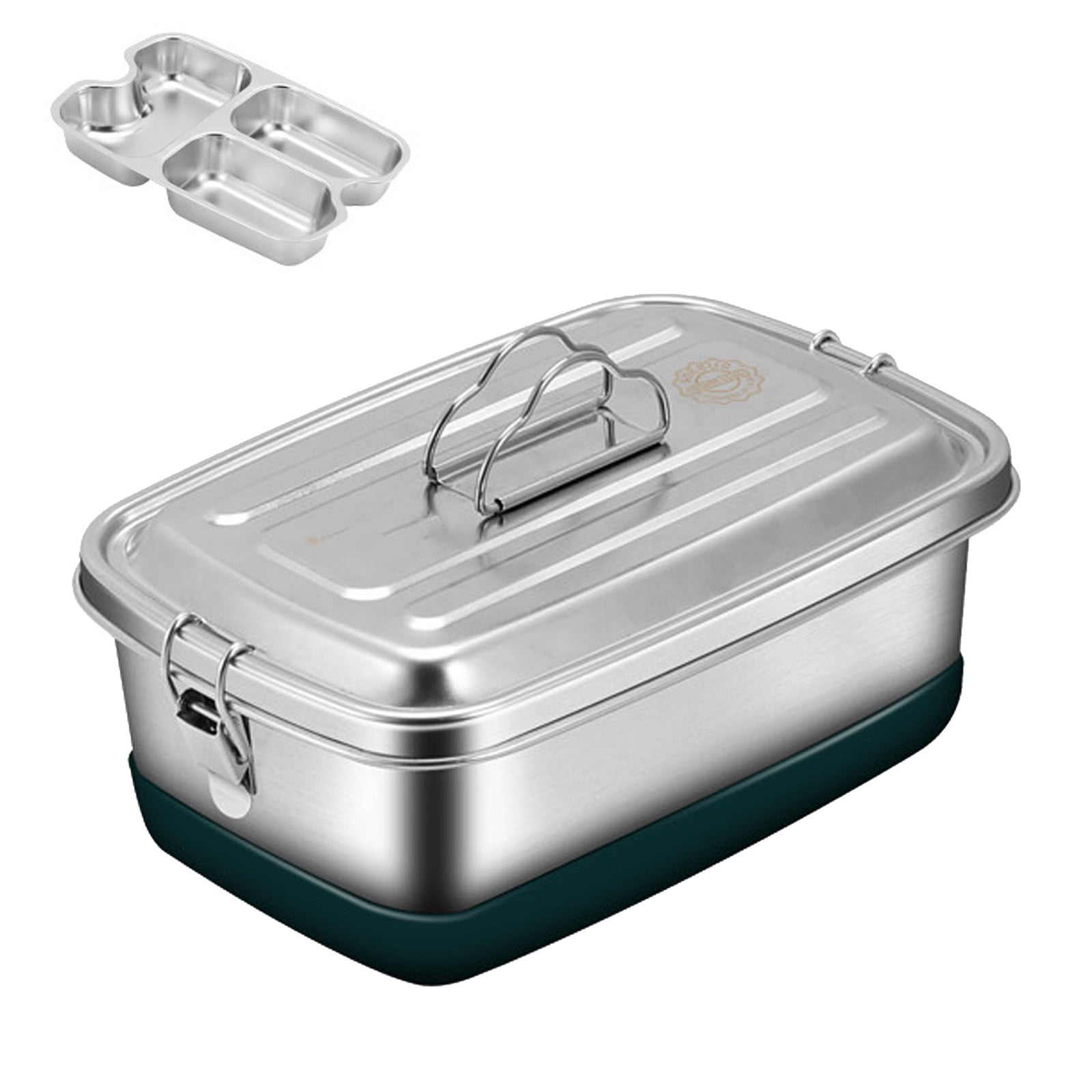 Portable Stainless Steel Lunch Container Double Layer with Compartments Bentos Box for Office School or Travel Use