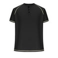thumbnail image 5 of ITSAME Men's Henley T-Shirt, Short Sleeve Trendy Button Crew Neck Classic Fit Summer Casual Tee Black XL, 5 of 9