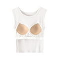 thumbnail image 4 of Lenpel Women's Tank Tops with Built in Bra Crew Neck Solid Color Slim Sleeveless T Shirts Soft Casual Camisole Tees, 4 of 5