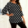 thumbnail image 4 of Gamivast Women Plus Size Tops 3/4 Sleeve Polka-Dot Graphic Cute Casual Blouse Trendy Drop Shoulder Crew Neck Blouse Loose Tunic Going Out Tee Shirts, 4 of 6