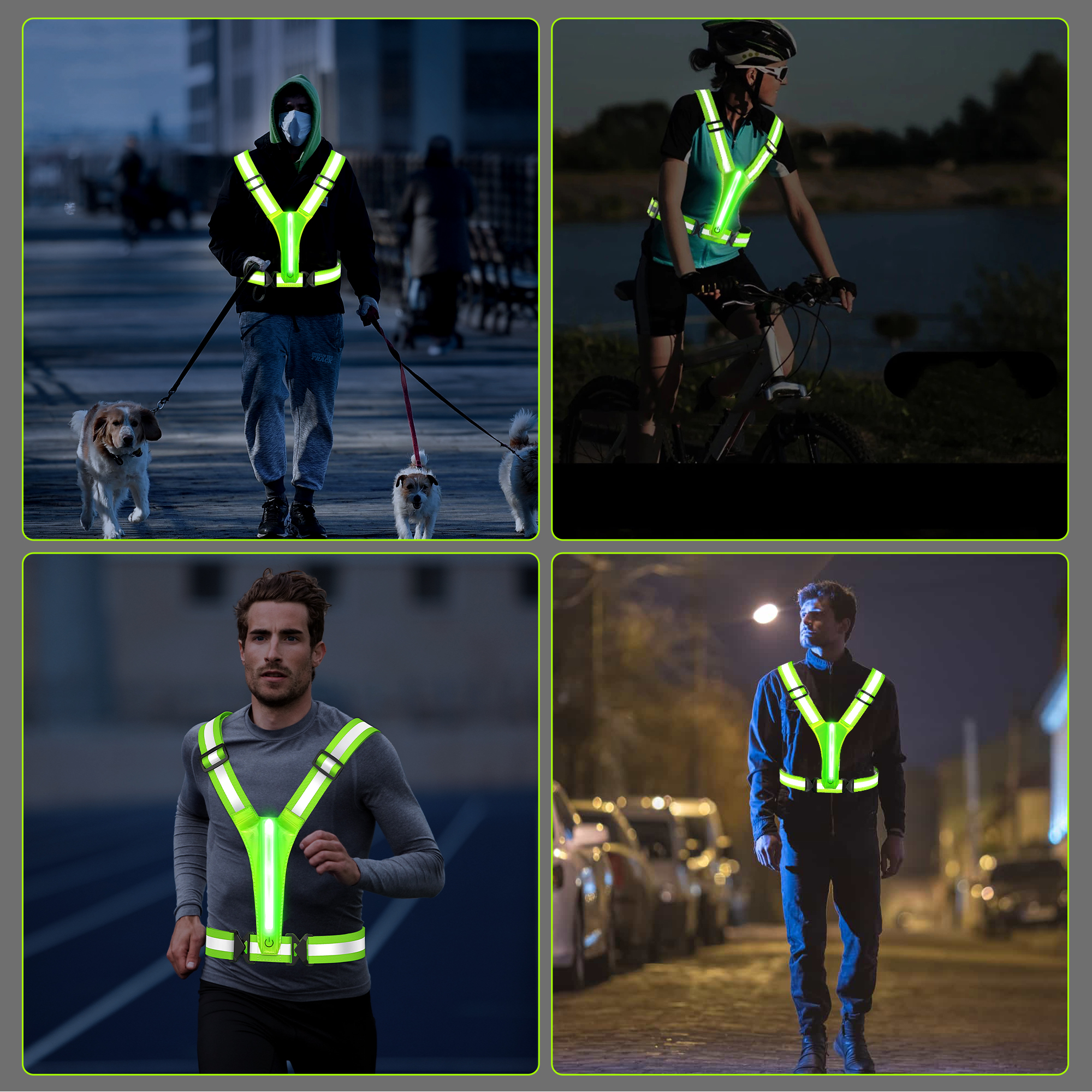 Reflective Running Vest Gear, TSV LED Reflective Glow Belt with Adjustable Waist/Shoulder for Running Walkers Men & Women - image 3 of 6
