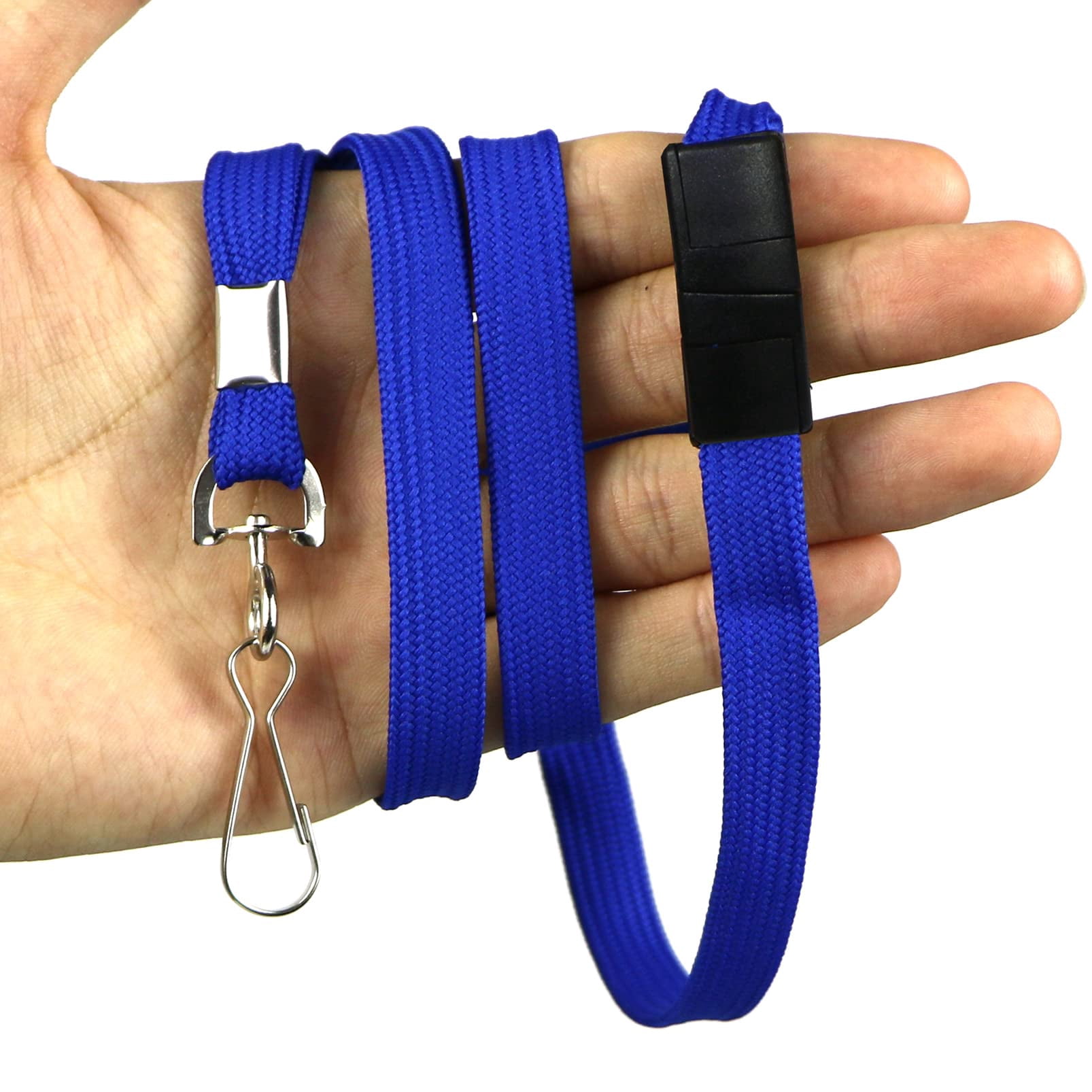 25 Pack Breakaway Lanyard With J-hook Bulk Flat Lanyards For Name Tag Id Badges (blue  25 Pack)