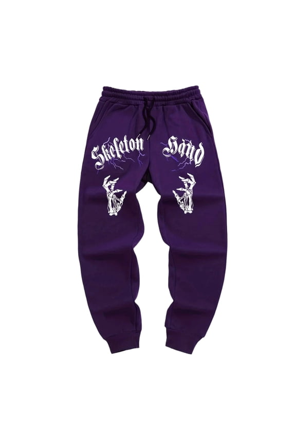 Skeleton Hand Gothic Print Jogger Sweatpants for Men Dark Aesthetic Y2K Streetwear Graphic Casual Jogging Bottoms Adjustable Drawstring Waist Hip Hop Sweatpants with Side Pockets