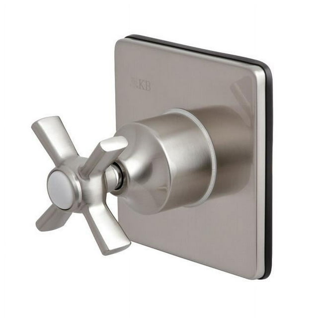 Kingston Brass KS3048ZX Three-Way Diverter Valve with Single Handle & Square Plate, Brushed Nickel