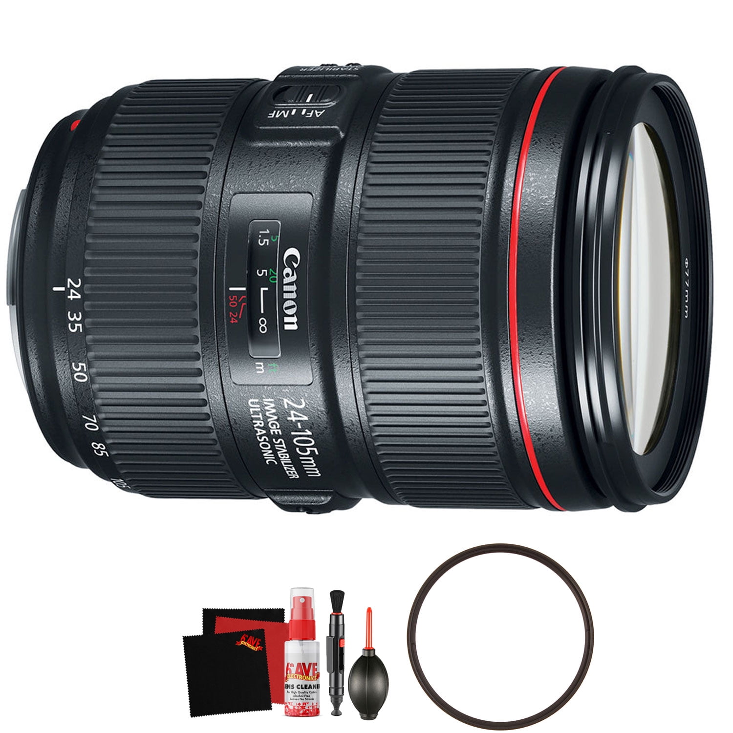 Canon EF 24105mm f/4L IS II USM Lens + UV Filter Bundle (Bulk Packaging)