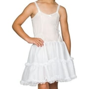 I.C. Collections Girls White Bouffant Slip Petticoat Lace Embellished, 4 - 14