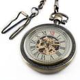 thumbnail image 2 of Hand-winding Mechanical Pocket Watch Brass Bronze Vintage Case Classic Men Chain, 2 of 6