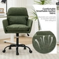 thumbnail image 7 of Modern Faux Leather Home Office Desk Chair with Vintage Design, Adjustable Swivel Computer Chair with Wheels & Arms - Ergonomic Task Chair,  Upholstered Leather Desk Vanity Chair (Green), 7 of 7