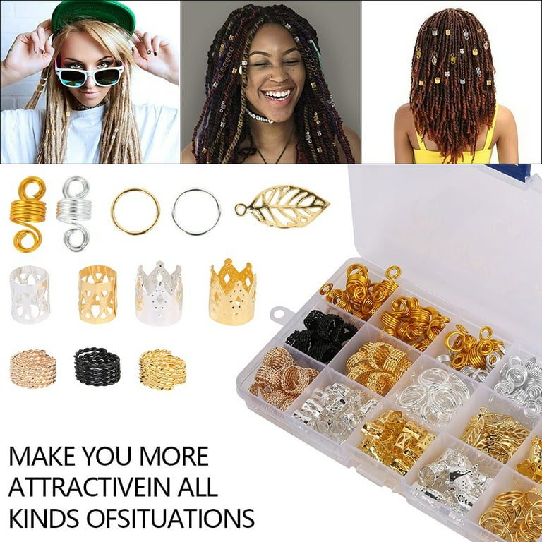 Willstar 200 Pcs Hair Jewelry for Braids, Metal Hair Charms for Women, Hair Beads Rings Cuffs Dreadlocks Accessories Decoration, Adult Unisex, Size