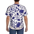 thumbnail image 3 of Bixox Men's Blue And White Porcelain Pattern Printed Short Sleeve Skinny Athletic T-Shirt, 3 of 6