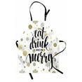 thumbnail image 1 of Eat Drink and Be Merry Apron, Abstract Snowflakes Circles Celebration for New Year Typography, Unisex Kitchen Bib with Adjustable Neck for Cooking Gardening, Adult Size, Multicolor, by Ambesonne, 1 of 4