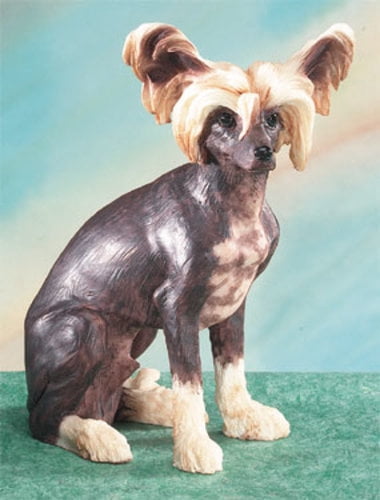 Chinese Crested Dog figurine dog statue made of wood 
