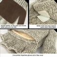 thumbnail image 4 of EvridWear Winter Convertible Fingerless Gloves, Wool Mittens Warm, with Anti-Slip Suede Leather Palm and Thumb, Unisex Style, 4 of 9