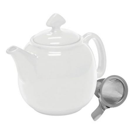 Chantal Enamel Pot - Chantal Tea for 4 Teapot with Stainless Steel Infuser, 1-1/2-Quart, White