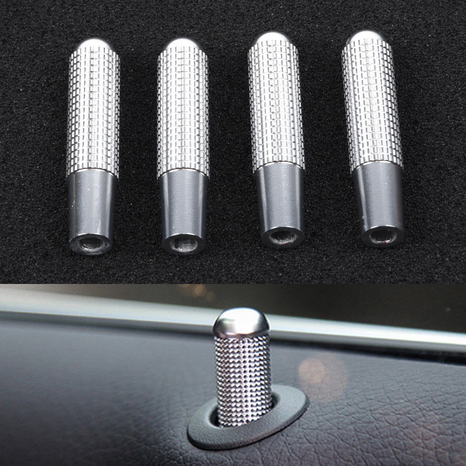 BESVEH 4Pcs Car Door Lock Pin Knob Trim Ring For MercedesBenz W205 GLC