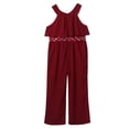 thumbnail image 6 of iEFiEL Kids Girls Chiffon Maxi Jumpsuit Rhinestone Wide Leg Outfit Set,Sizes 4-14 Burgundy 12, 6 of 7