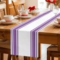 thumbnail image 5 of Purple Striped Table Runner 72 Inches, Farmhouse Simple Line Vertical Stripes Bed Runner Dresser Scarves Tabletop for Indoor Outdoor Parties/Ceremony/Banquet, 14" x 72", 5 of 9